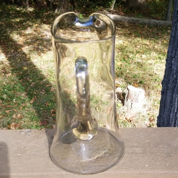 Etched Glass Pitcher Floral Vintage Design - Picture 2 of 6
